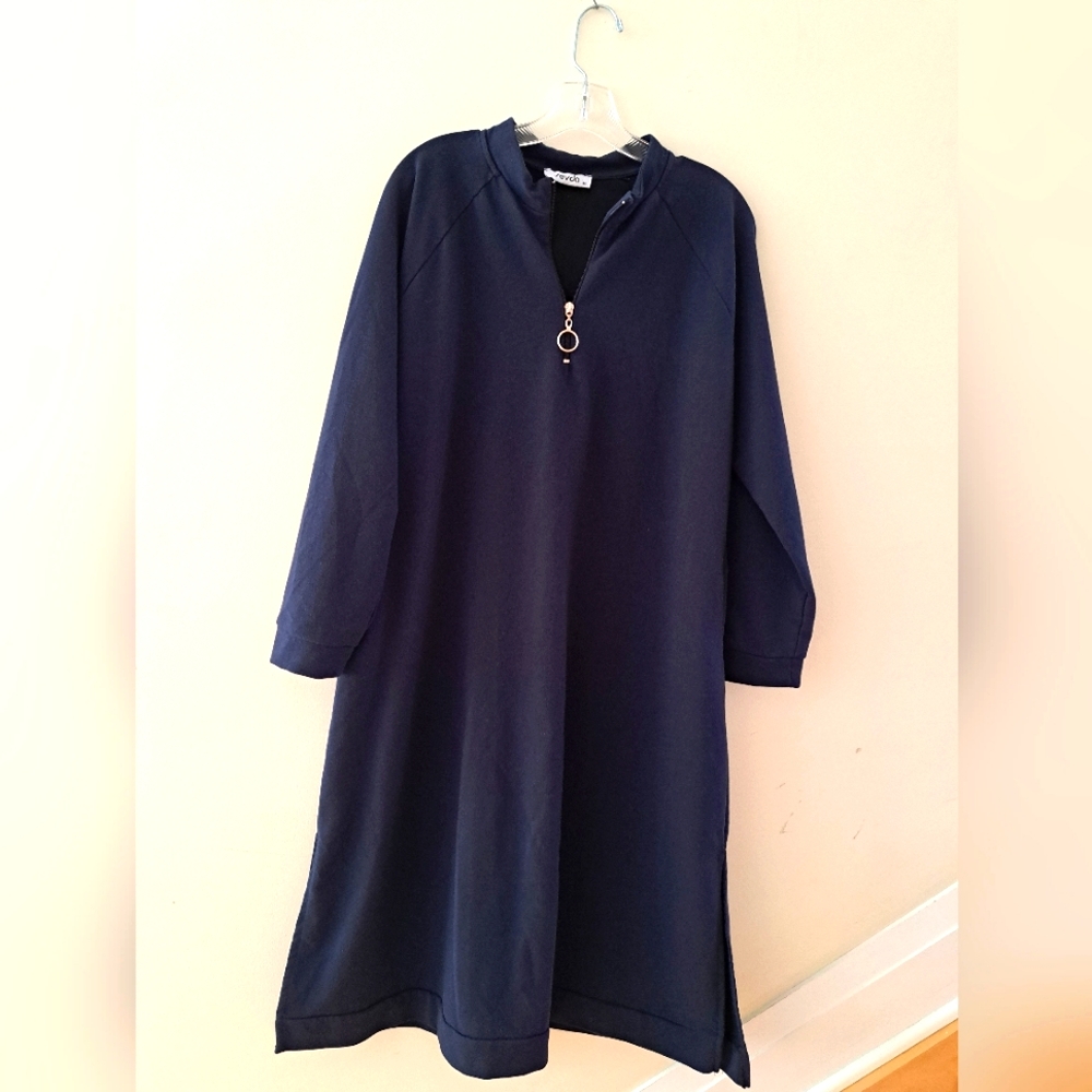 Midi cotton blend tunic dress